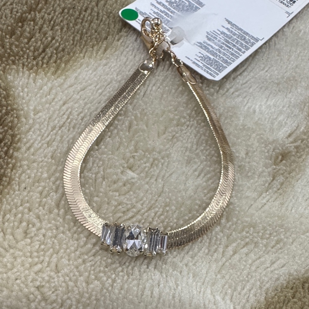Forever 21 Gold Bracelet with Clear Accents